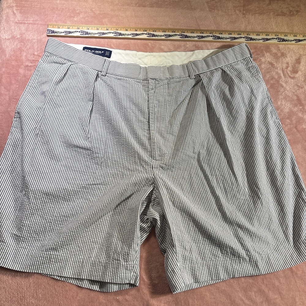 Polo Ralph Lauren Seersucker Golf Shorts Sz 42 Blue And White